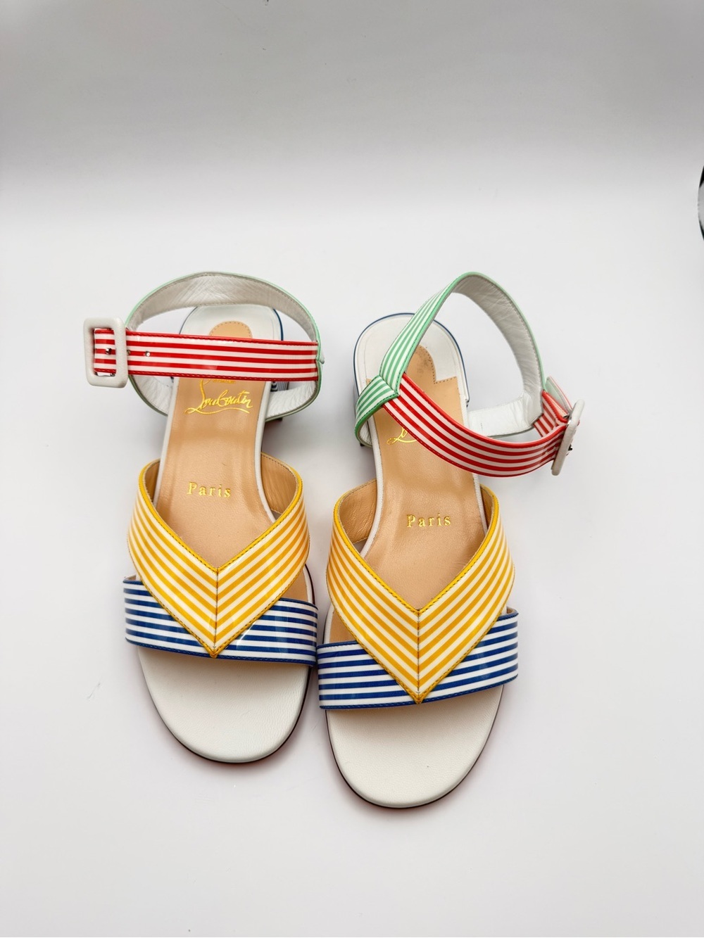 Christian Louboutin Palavas 55 Striped Patent Sandals EU 36 NWOB - Picture 5 of 8